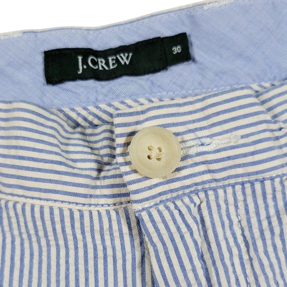J.Crew Seersucker Shorts Mens 30 Blue White Striped Cotton Preppy Summer 63971